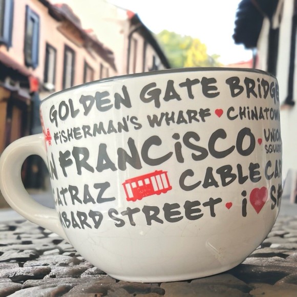 San Francisco Oversized Coffee Or Soup Mug Alcatraz Chinatown Lombard Street Etc - Picture 6 of 7